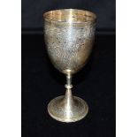 VICTORIAN SILVER ENGRAVED CHALICE CUP Floral and foliate engraved chalice, stands 14.5cm tall,