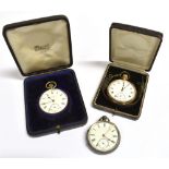 ASSORTED SILVER & ROLLED GOLD WATCHES A cased rolled gold Moon Dennison watch case company open face