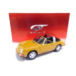 A 1/18 SCALE GT SPIRIT NO.GT001ZM, 1967 PORSCHE 911 TARGA ochre, mint or near mint, boxed.