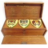 A PRESENTATION SET OF MALWA STATES HAND-PAINTED COPPER HERALDIC PLAQUES circa 1941, comprising Dhar,