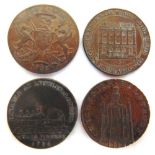 GREAT BRITAIN - FOUR ASSORTED TOKENS comprising an Exeter halfpenny, Success to the Woollen