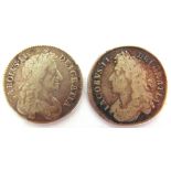 GREAT BRITAIN - CHARLES II (1660-1685), HALFCROWN, 1676 (VICESIMO OCTAVO) fourth bust; together with