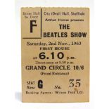 EPHEMERA - POP MEMORABILIA, THE BEATLES A concert ticket stub, for a performance of The Beatles Show