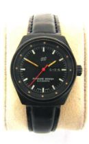 A PORSCHE DESIGN WRISTWATCH serial number 74374, the black face with baton hour markers and day/date