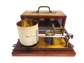 A BAROGRAPH, RICHARD FRERES early 20th century, the laquered brass bed stamped 'BREVETES / R.F. /