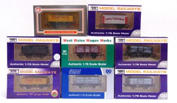 [OO GAUGE]. EIGHT WEST WALES WAGON WORKS LIMITED EDITION WAGONS BY DAPOL comprising a lime wagon '