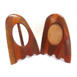 A PAIR OF PROPELLER TIP PHOTOGRAPH FRAMES of laminated hardwood, each with an easel back, each