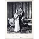 AUTOGRAPHS - QUEEN ELIZABETH II (1926-2022) & PRINCE PHILIP, DUKE OF EDINBURGH (1921-2021) A black