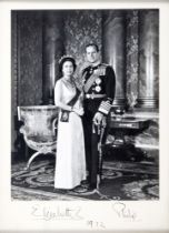 AUTOGRAPHS - QUEEN ELIZABETH II (1926-2022) & PRINCE PHILIP, DUKE OF EDINBURGH (1921-2021) A black