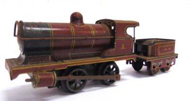 [O GAUGE]. A GEORGES CARETTE M.R. 0-4-0 TENDER LOCOMOTIVE, 1101-M the cab buffer beam marked 'Dep.