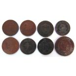 GREAT BRITAIN - EIGHT ASSORTED TOKENS comprising a Taunton penny, payable at Messrs Cox's Iron