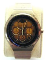 A PORSCHE DESIGN WRISTWATCH, BY I.W.C. serial number 2628257, the gold face with baton hour markers,
