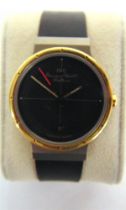 A PORSCHE DESIGN WRISTWATCH, BY I.W.C. serial number 2357735, the black face with date aperture at