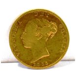 GREAT BRITAIN - VICTORIA (1837-1901), HALF-SOVEREIGN, 1865 young head, shield back.