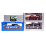 FOUR 1/18 SCALE DIECAST MODEL CARS comprising a Norev Porsche Panamera 4S, white; Norev Porsche