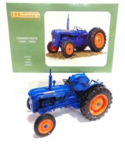 A 1/16 SCALE UNIVERSAL HOBBIES FORDSON DEXTA (1960-62) blue and orange, mint or near mint, boxed.