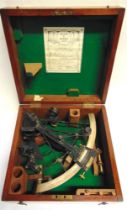 NAUTICALIA - A SEXTANT, HENRY HUGHES & SON LTD, LONDON serial no.6958, in a fitted mahogany