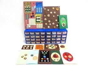 BUTTONS - ASSORTED of various themed types and materials, including niello, steel and bone, some