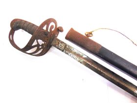 A BRITISH VICTORIAN 1845 PATTERN RIFLE OFFICER'S SWORD retailed by Hebbert & Co., London, the 32