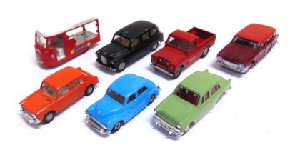 SEVEN SPOT-ON DIECAST MODEL VEHICLES each repainted, some with replacement parts, all unboxed.