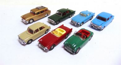 SEVEN SPOT-ON DIECAST MODEL VEHICLES each repainted, some with replacement parts, all unboxed.