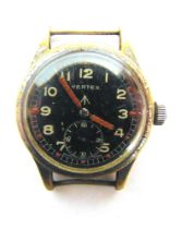 A SECOND WORLD WAR BRITISH VERTEX MILITARY WRISTWATCH with a Swiss made manual wind movement, the