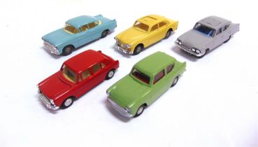 FIVE SPOT-ON DIECAST MODEL VEHICLES each repainted, some with replacement parts, all unboxed.