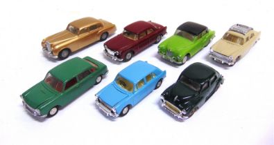 SEVEN SPOT-ON DIECAST MODEL VEHICLES each repainted, some with replacement parts, all unboxed.