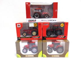 FIVE 1/32 SCALE DIECAST MODEL TRACTORS by Universal Hobbies (3) and Britains (2), each mint or