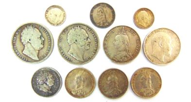 GREAT BRITAIN - ASSORTED SILVER COINAGE pre-1920, comprising two William IV (1830-1837)