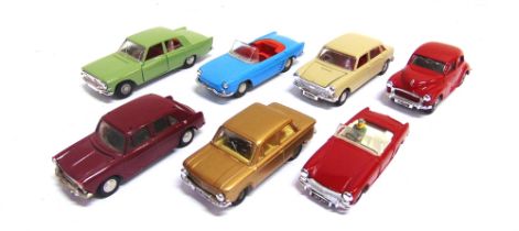 SEVEN SPOT-ON DIECAST MODEL VEHICLES each repainted, some with replacement parts, all unboxed.