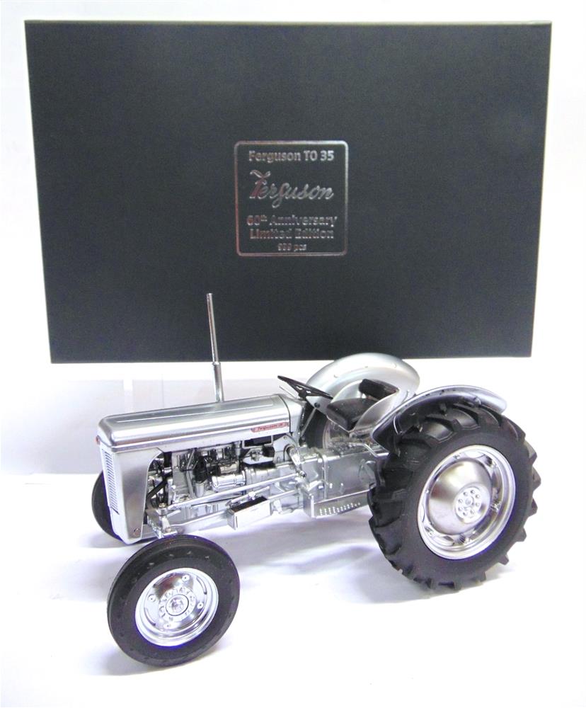 A 1/16 SCALE UNIVERSAL HOBBIES MASSEY FERGUSON TO35, 60TH ANNIVERSARY silver, limited edition of