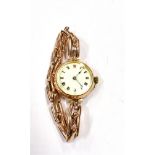 9CT GOLD LADIES ART DECO WATCH 27.4mm round case, stamped 9.375 Sheffield import date mark 1936,