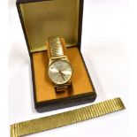 EXCALIBUR GOLD PLATED WATCH 33.0mm diameter gold plated round case, no 51051, silvered dial, gold