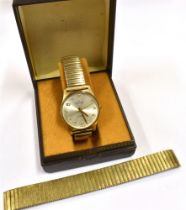 EXCALIBUR GOLD PLATED WATCH 33.0mm diameter gold plated round case, no 51051, silvered dial, gold