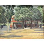 LESLIE WOOLASTON (ENGLISH, 1900-1976) 'Bus Terminus' [Old Steine, Brighton], oil on canvas,