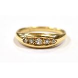 18CT GOLD & ESTATE CUT DIAMOND RING Grain set head with old Swiss, old single (one modern cut) and