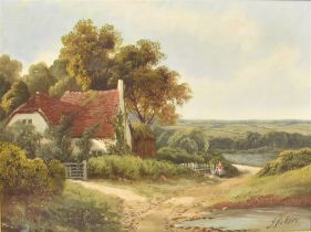 J. VICKERS (BRITISH, LATE 19TH CENTURY) Rural cottage, with figures on a path; and another, similar,