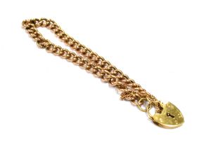 9CT GOLD CURB LINK CHAIN BRACELET 18cm long, 5.8mm wide, rose gold curb link chain with yellow