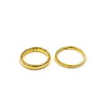 22CT GOLD WEDDING BANDS One 3.1mm wide, hallmarked 22 Birmingham 1854 and one 1.8mm wide, hallmarked