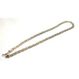 9CT WHITE GOLD NECKLACE 42cm long, 6.1mm wide, bright cut plaited herringbone link chain with