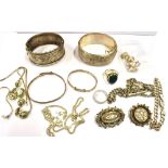 A QUANTITY OF SILVER JEWELLERY To include a Victorian floral engraved cuff bangle, a vintage cuff