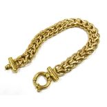 9CT GOLD FANCY LINK CHAIN BRACELET 19.5cm long, 10.6mm wide, fancy herringbone link chain bracelet