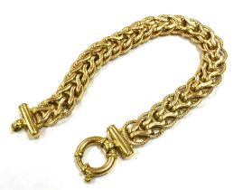 9CT GOLD FANCY LINK CHAIN BRACELET 19.5cm long, 10.6mm wide, fancy herringbone link chain bracelet