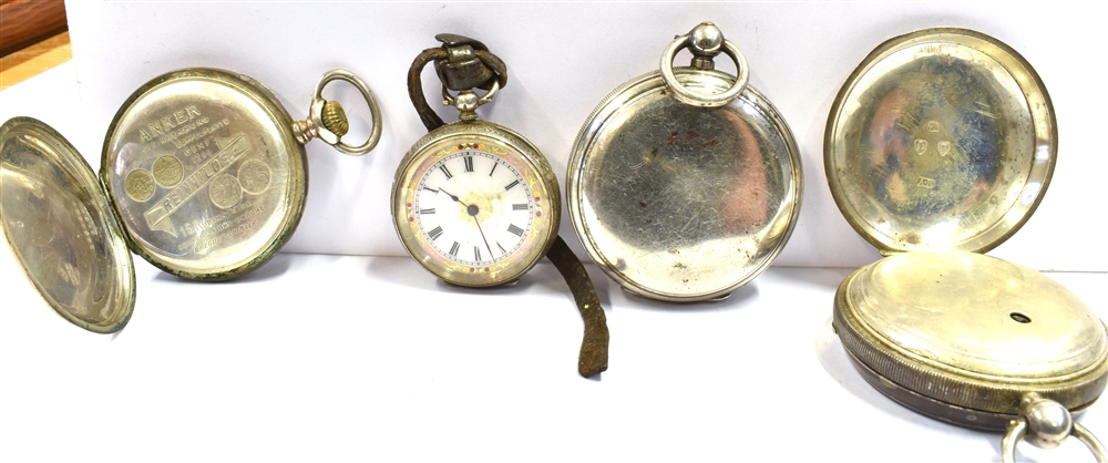 VARIOUS SILVER OPEN FACE POCKET WATCHES Four silver cased pocket watches, with white enamel dials - Image 2 of 2