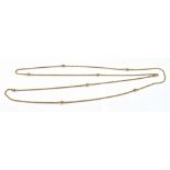 ANTIQUE 9CT GOLD GUARD CHAIN 150cm long, oval belcher claw chain, decorated with regularly spaced
