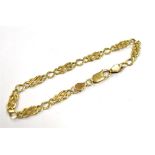 9CT GOLD CELTIC DESIGN LINK BRACELET 18cm long x 5.5mm wide, with alternating Celtic design and curb