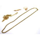 A VARIETY OF 9CT GOLD JEWELLERY To include rope & herringbone link chains, a cable chain with 3.