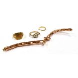 9CT & 22CT GOLD & DIAMOND ITEMS To include a 9ct rose gold expanding watch strap, each link