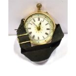 14CT GOLD LADIES POCKET WATCH 32.8mm diameter, Swiss open face pocket watch, with enamel and gilt